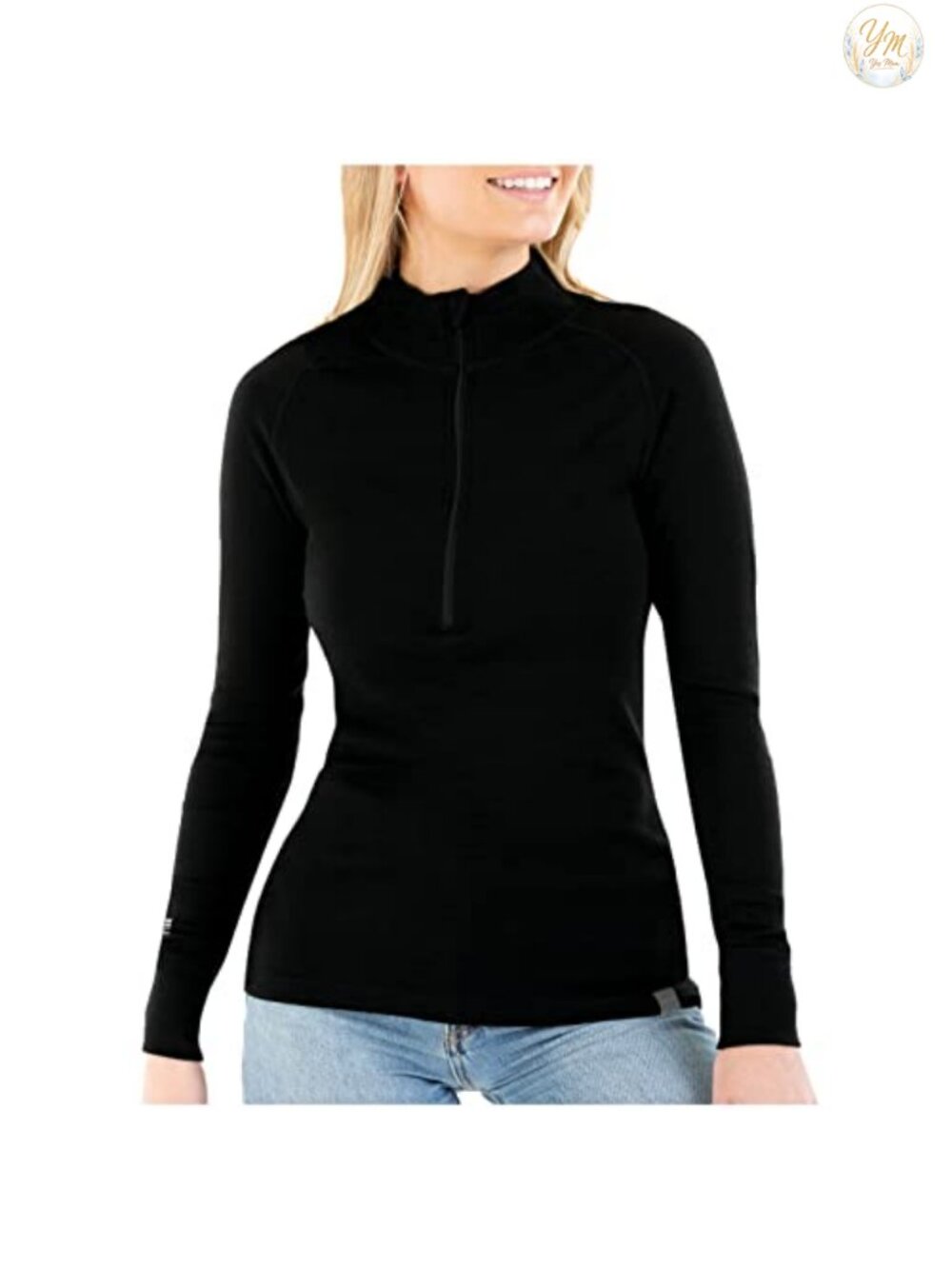 Women's Merino Wool Half Zip Base Layer Thermal Top 250g